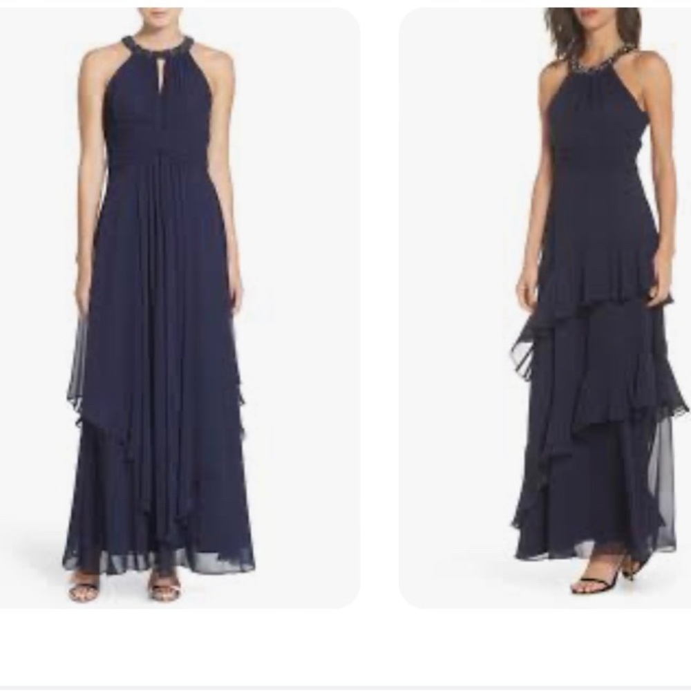 Eliza J Midnight Blue Layered Maxi Dress